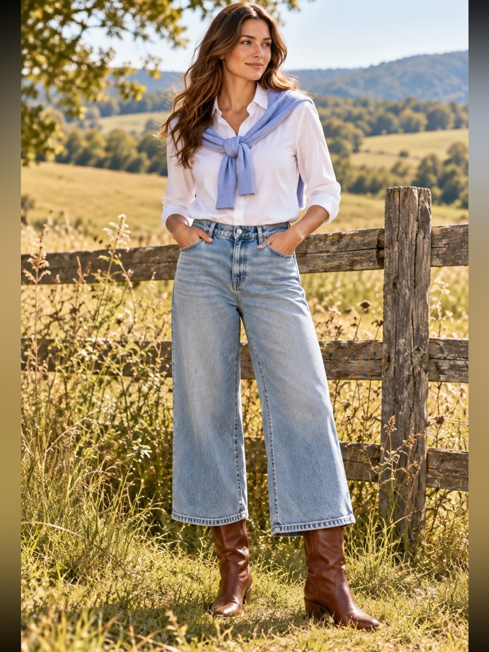 Lauren Ralph Lauren High Rise Wide Leg Cropped Jeans Size 14